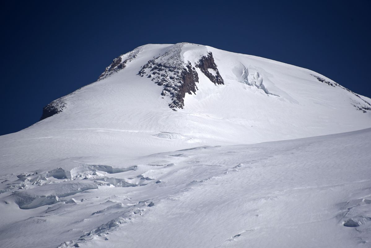 14B Mount Elbrus West Summit Morning From Garabashi Camp On Mount Elbrus Climb